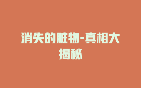 消失的脏物-真相大揭秘