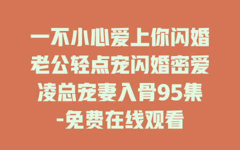 一不小心爱上你闪婚老公轻点宠闪婚密爱凌总宠妻入骨95集-免费在线观看