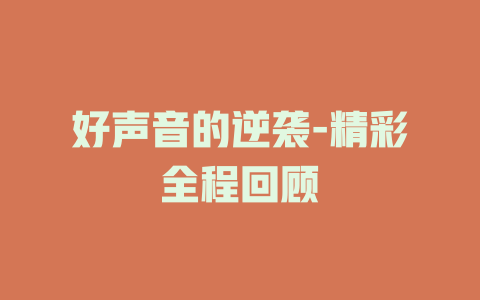 好声音的逆袭-精彩全程回顾