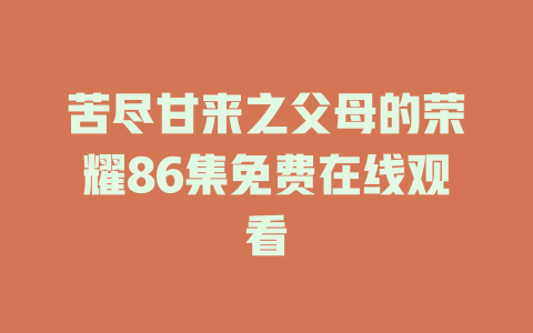 苦尽甘来之父母的荣耀86集免费在线观看