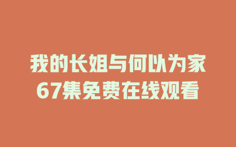 我的长姐与何以为家67集免费在线观看