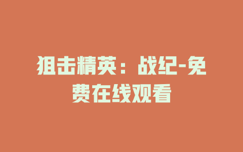 狙击精英：战纪-免费在线观看