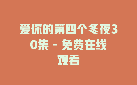 爱你的第四个冬夜30集 - 免费在线观看