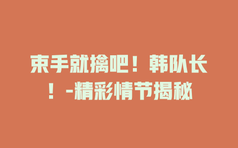 束手就擒吧！韩队长！-精彩情节揭秘