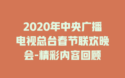 2020年中央广播电视总台春节联欢晚会-精彩内容回顾