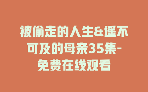 被偷走的人生&遥不可及的母亲35集-免费在线观看