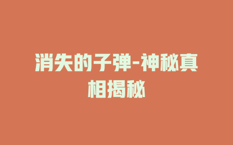 消失的子弹-神秘真相揭秘