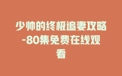 少帅的终极追妻攻略-80集免费在线观看