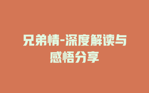 兄弟情-深度解读与感悟分享