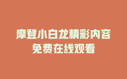 摩登小白龙精彩内容免费在线观看