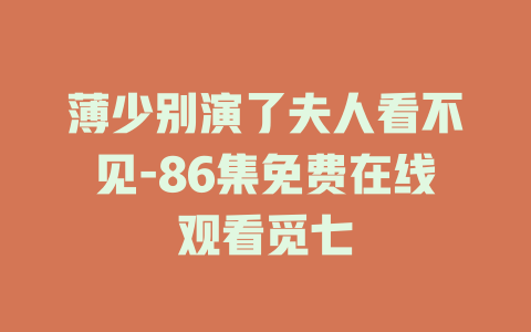 薄少别演了夫人看不见-86集免费在线观看觅七
