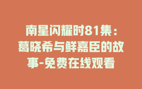南星闪耀时81集：葛晓希与鲜嘉臣的故事-免费在线观看