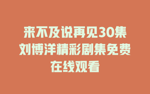 来不及说再见30集刘博洋精彩剧集免费在线观看