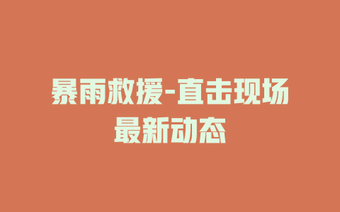 暴雨救援-直击现场最新动态