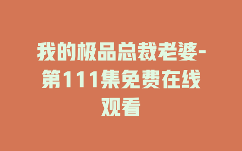 我的极品总裁老婆-第111集免费在线观看