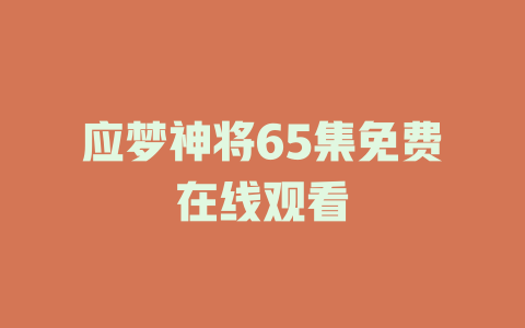 应梦神将65集免费在线观看