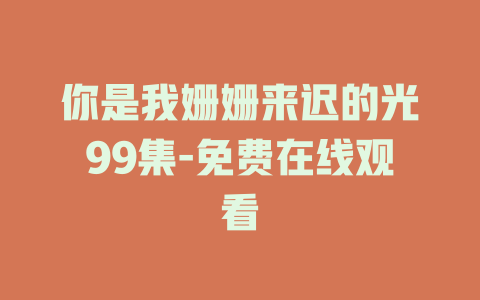 你是我姗姗来迟的光99集-免费在线观看