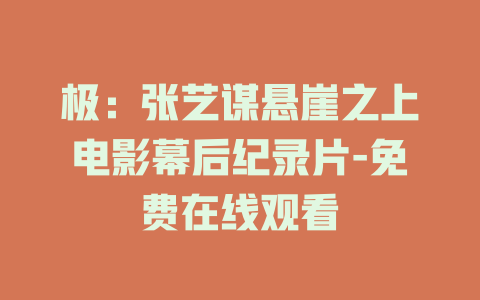 极：张艺谋悬崖之上电影幕后纪录片-免费在线观看