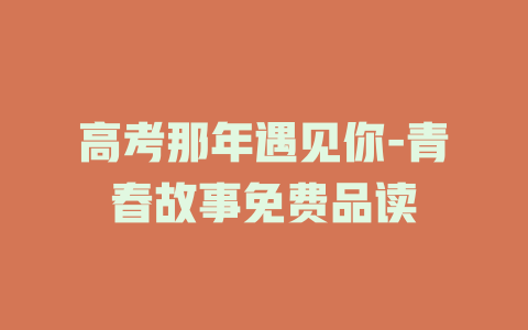 高考那年遇见你-青春故事免费品读