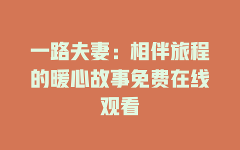 一路夫妻：相伴旅程的暖心故事免费在线观看