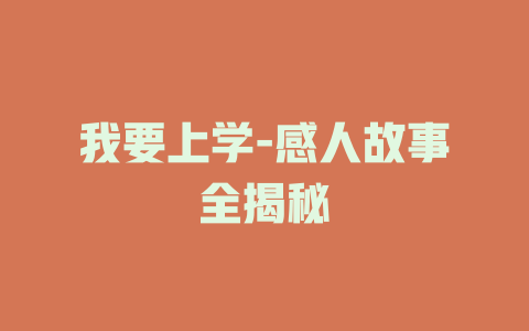 我要上学-感人故事全揭秘