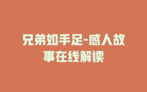 兄弟如手足-感人故事在线解读