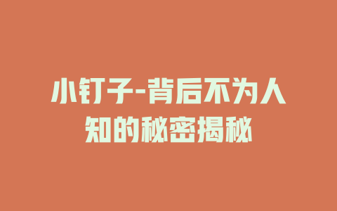 小钉子-背后不为人知的秘密揭秘