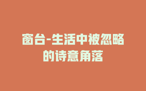 窗台-生活中被忽略的诗意角落