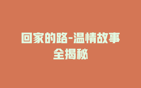 回家的路-温情故事全揭秘