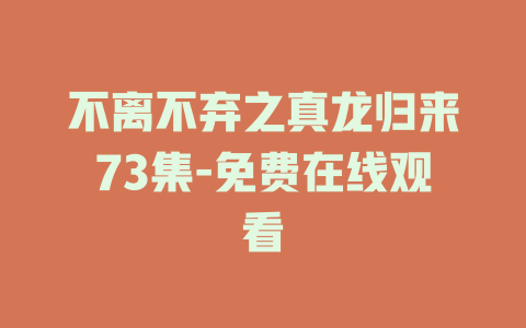 不离不弃之真龙归来73集-免费在线观看