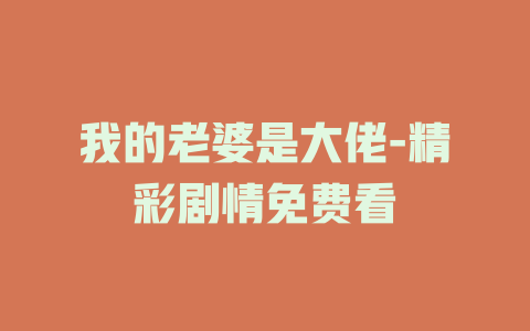 我的老婆是大佬-精彩剧情免费看