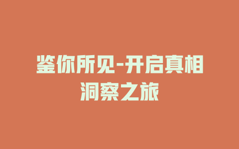 鉴你所见-开启真相洞察之旅