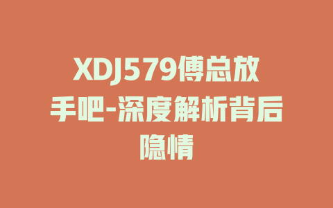 XDJ579傅总放手吧-深度解析背后隐情