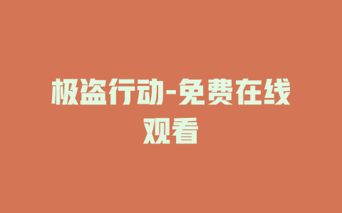 极盗行动-免费在线观看