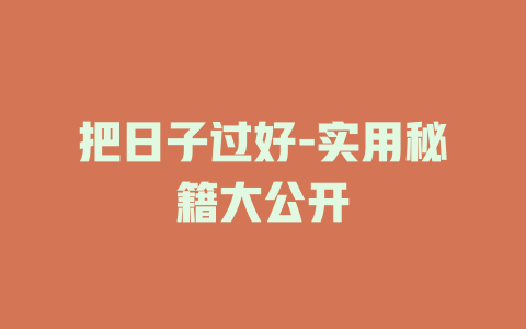 把日子过好-实用秘籍大公开