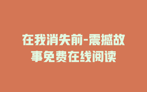 在我消失前-震撼故事免费在线阅读