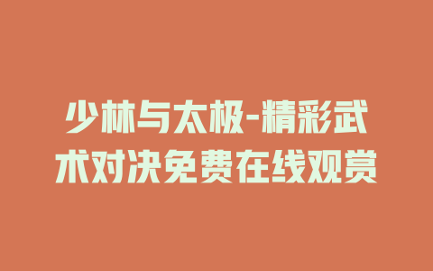 少林与太极-精彩武术对决免费在线观赏