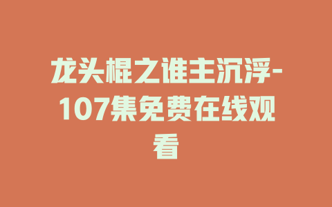 龙头棍之谁主沉浮-107集免费在线观看