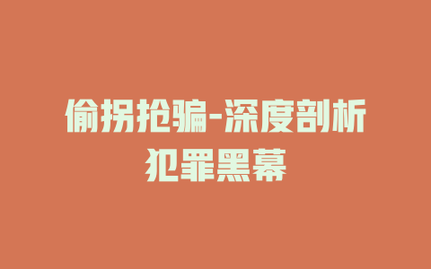 偷拐抢骗-深度剖析犯罪黑幕
