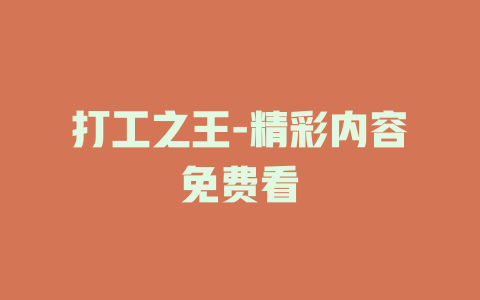 打工之王-精彩内容免费看