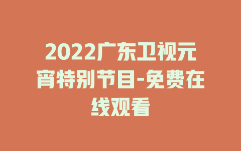 2022广东卫视元宵特别节目-免费在线观看