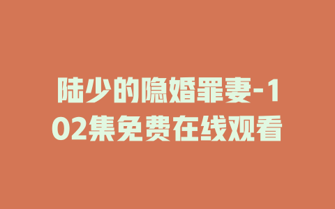 陆少的隐婚罪妻-102集免费在线观看