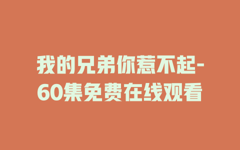 我的兄弟你惹不起-60集免费在线观看