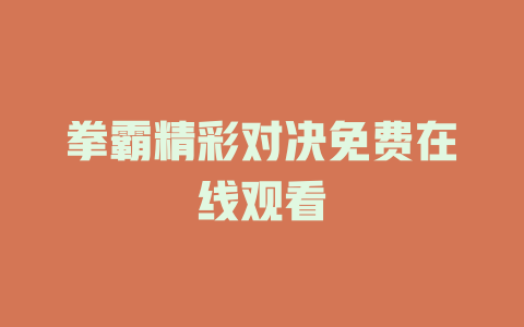 拳霸精彩对决免费在线观看