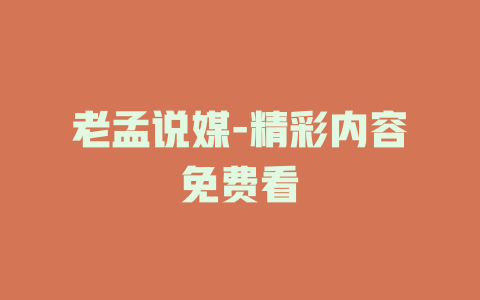 老孟说媒-精彩内容免费看