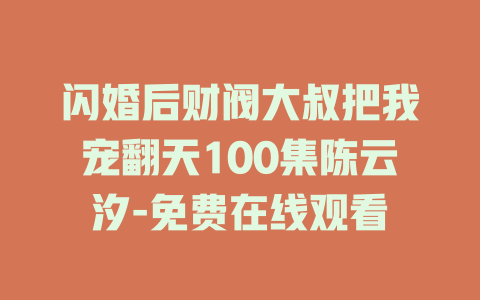 闪婚后财阀大叔把我宠翻天100集陈云汐-免费在线观看