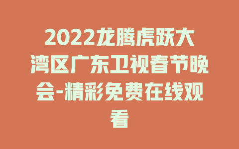 2022龙腾虎跃大湾区广东卫视春节晚会-精彩免费在线观看