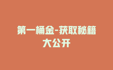 第一桶金-获取秘籍大公开