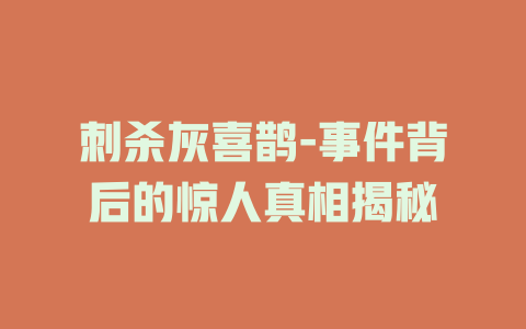 刺杀灰喜鹊-事件背后的惊人真相揭秘