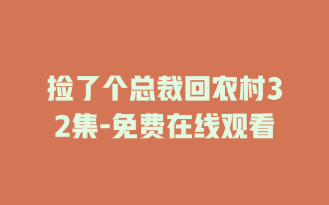 捡了个总裁回农村32集-免费在线观看